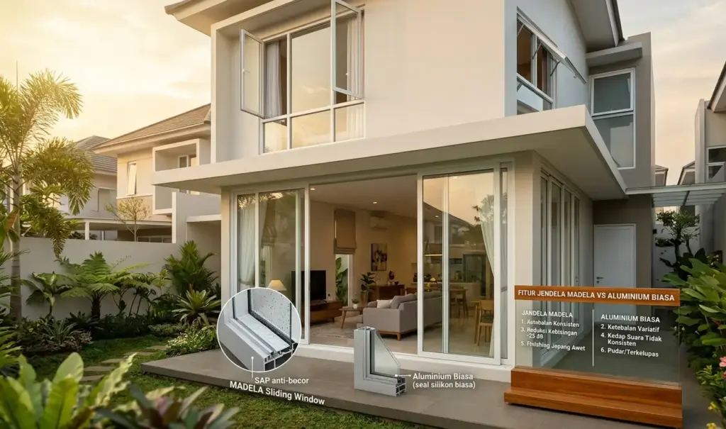 Jendela Madela aluminium efisiensi rumah