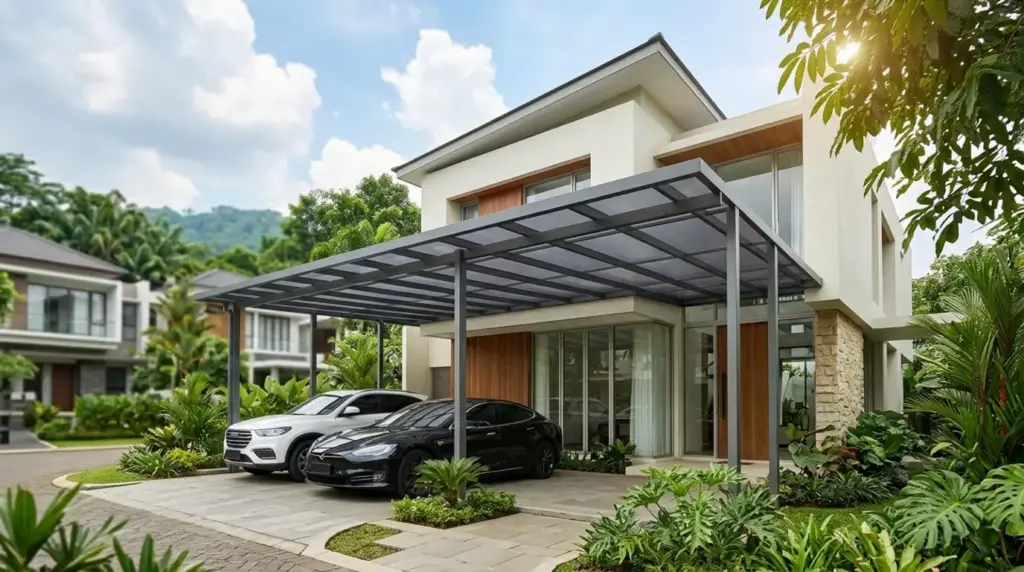 kanopi granroof aluminium rumah modern