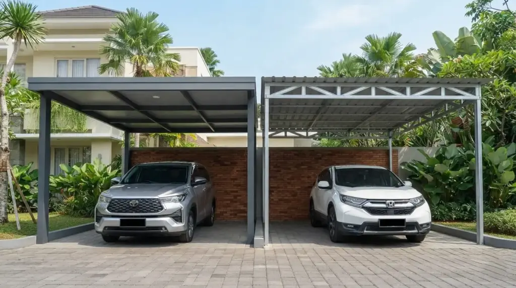kanopi carport aluminium dan baja ringan