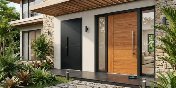 pintu aluminium motif kayu